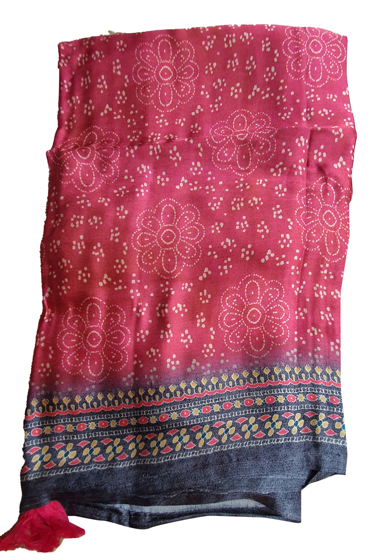 Rough Red Viscose Dola Silk Printed Thread Embroidered Unstitched Suit