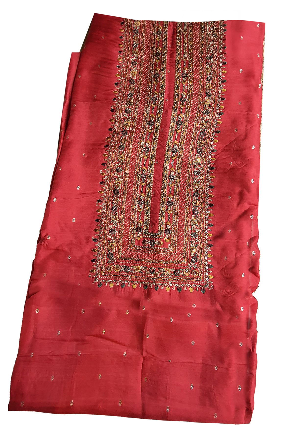 Maroon Viscose Dola Silk Printed Thread Embroidered Unstitched Suit Set