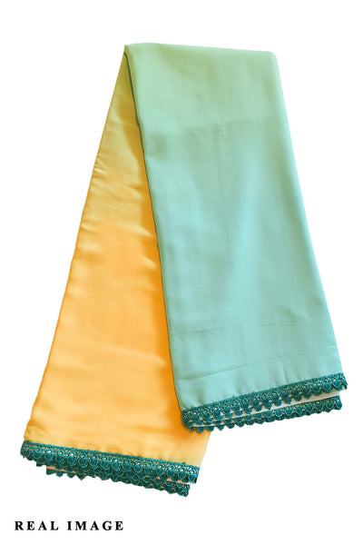 Green Ombre Georgette Lace Embroidered Saree