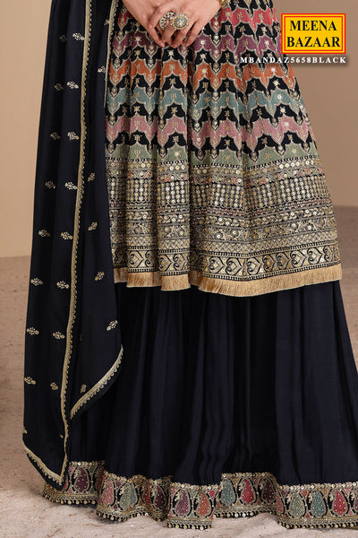 Navy Georgette Sequin, Zari Embroidered Suit Set