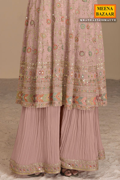 Blush Pink Georgette Sequin, Zari Embroidered Suit Set