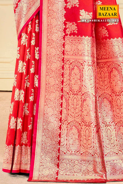 Red Silk Saree with Rich Zari Work