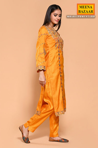 Mustard Thread, Sequin Embroidered Dola Silk Suit