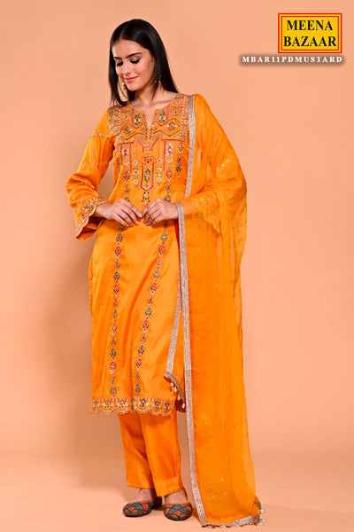 Mustard Thread, Sequin Embroidered Dola Silk Suit