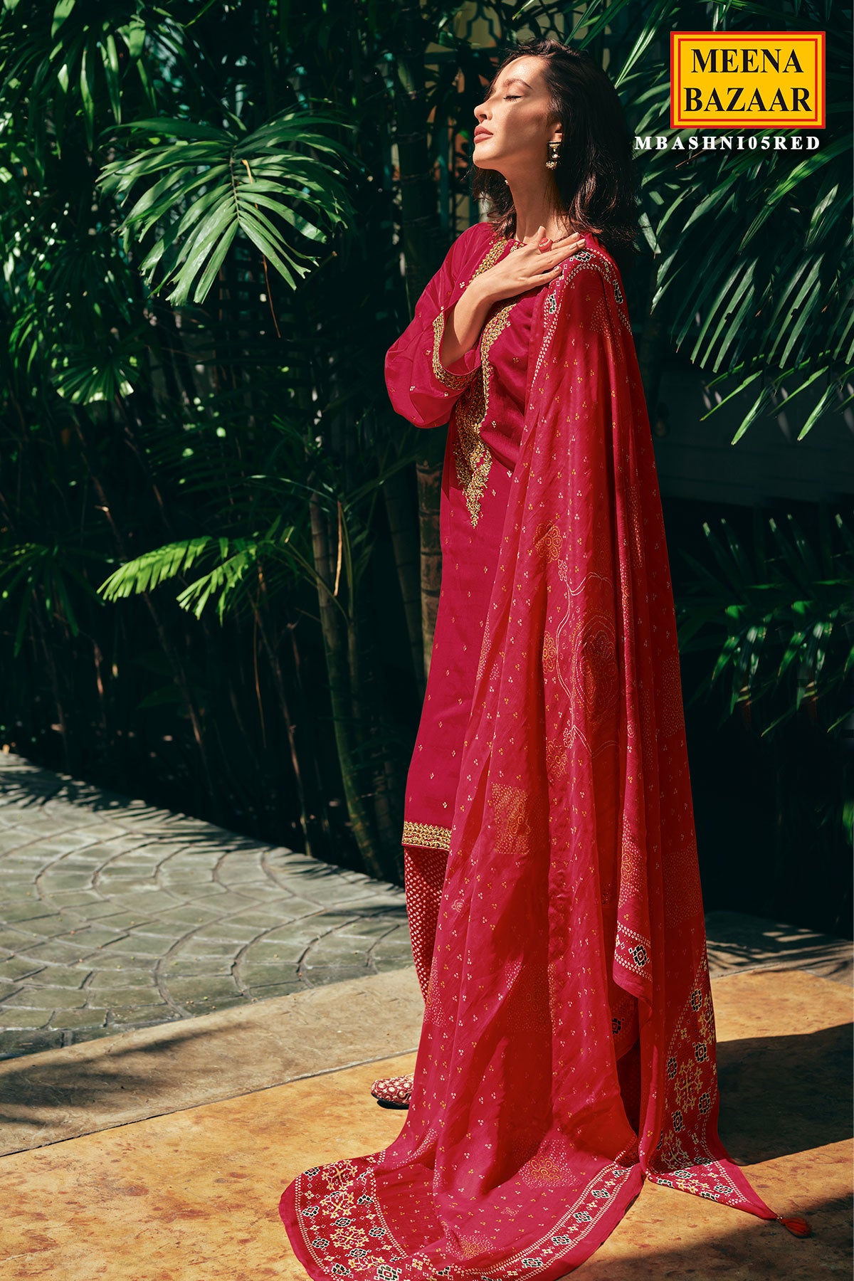 Red Silk Zari Embroidered Suit Set