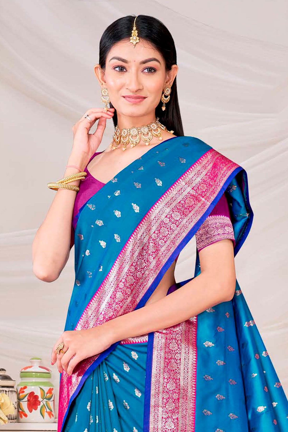 Blue Silk Zari Woven Saree