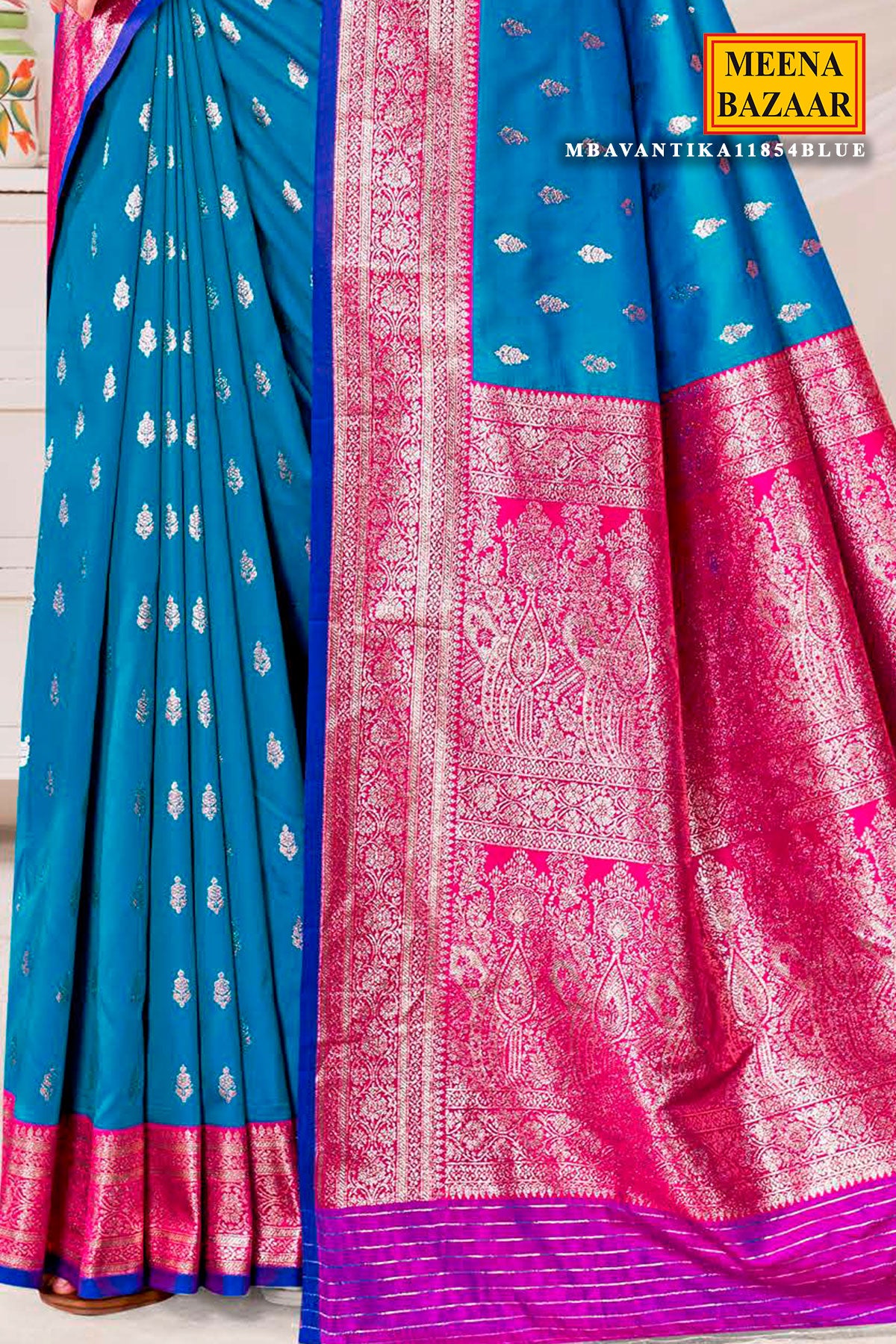 Blue Silk Zari Woven Saree