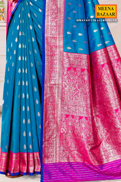 Blue Silk Zari Woven Saree