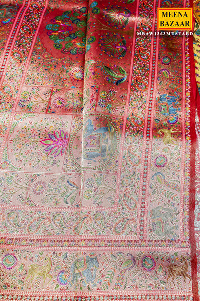 Mustard Silk Saree with Traditional Weaving Work