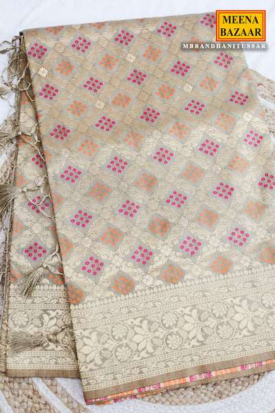 Bandhani Tussar Silk Weaving Saree  Traditional Festive & Wedding Wear