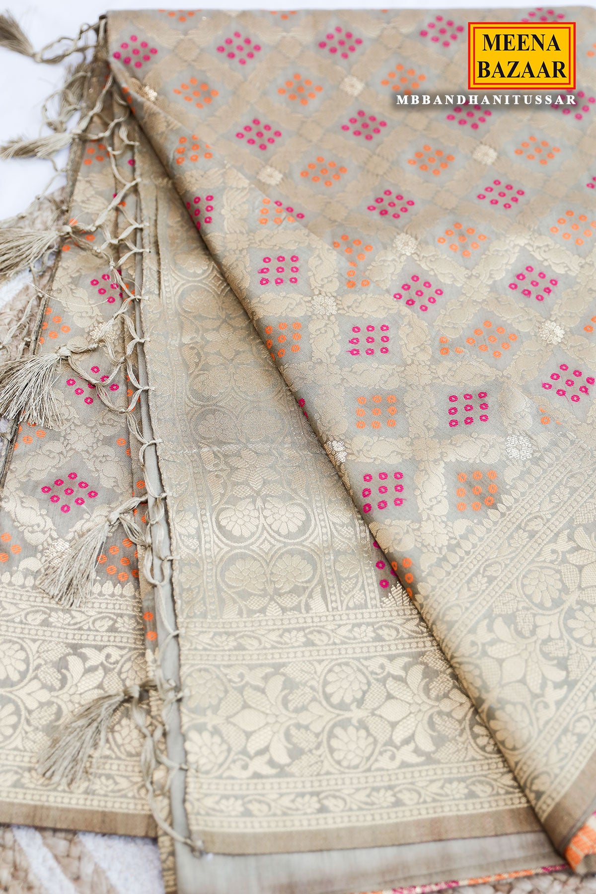 Bandhani Tussar Silk Weaving Saree  Traditional Festive & Wedding Wear