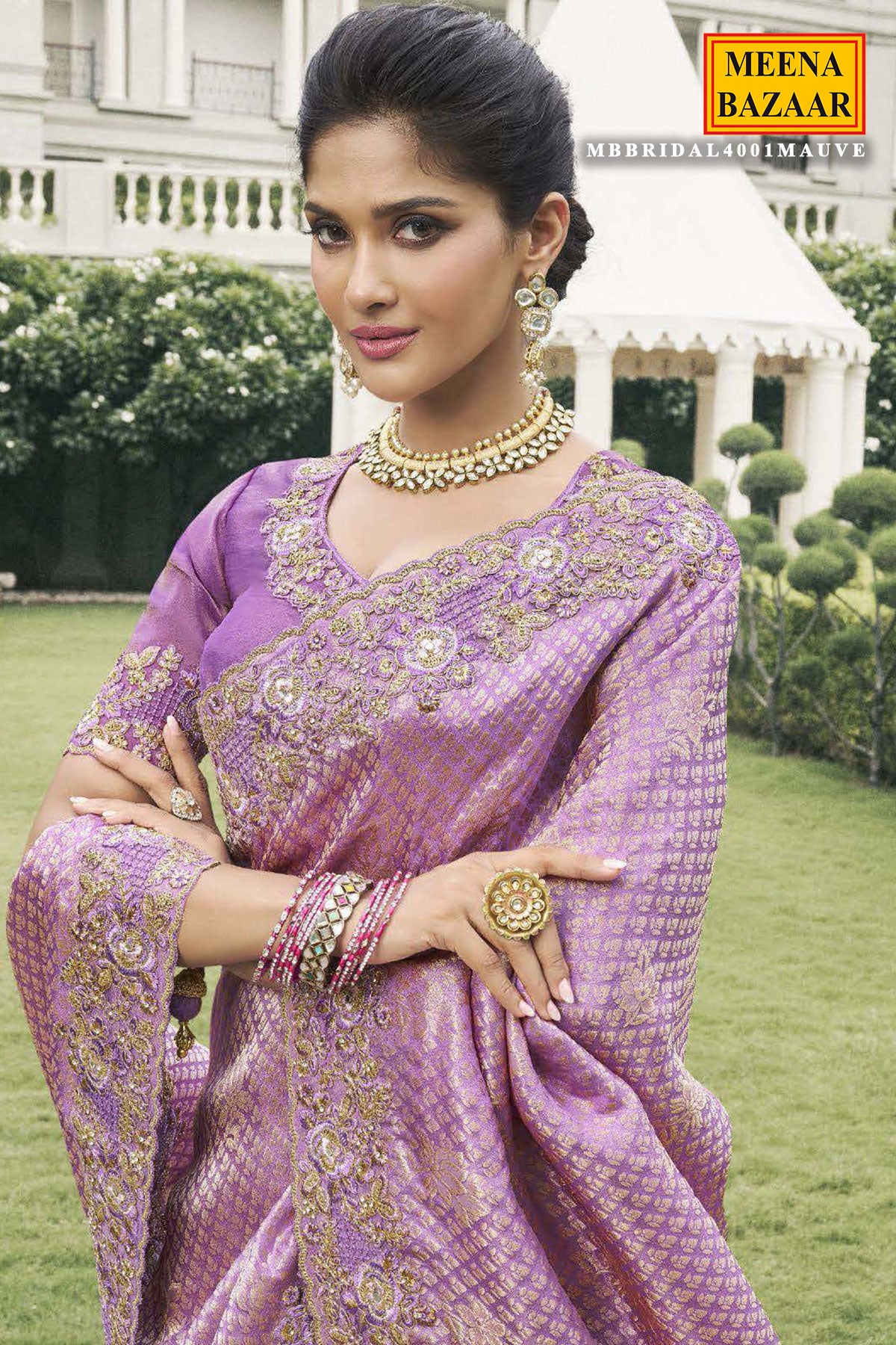 Purple Tissue Silk Sequin Embroidered Saree