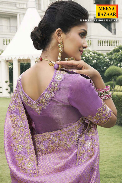 Purple Tissue Silk Sequin Embroidered Saree