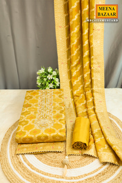 Mustard Silk Blend Swarovski, Cut-dana Zari Embroidered Suit Set