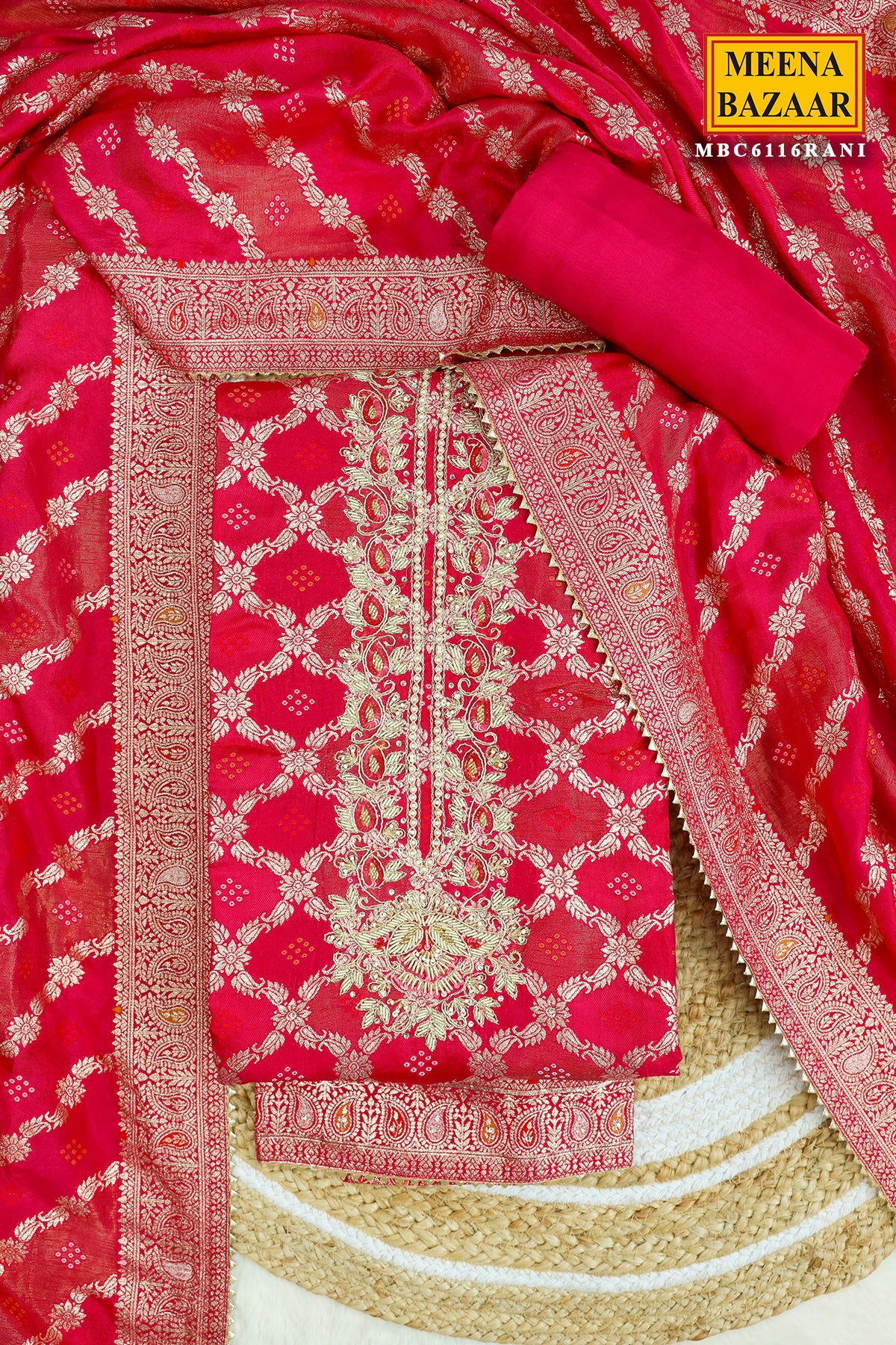 Rani Silk Blend Swarovski, Cut-dana Zari Embroidered Suit Set