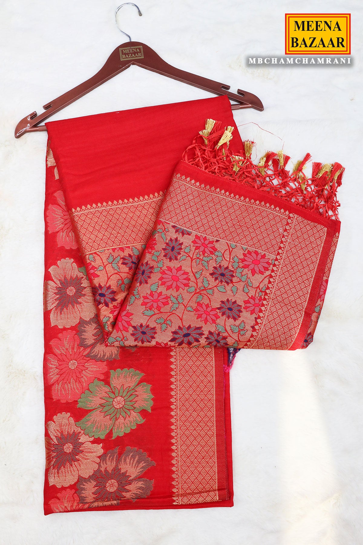 Rani Silk Floral Motif Zari Woven Saree