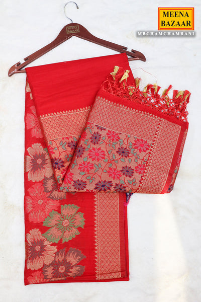 Rani Silk Floral Motif Zari Woven Saree