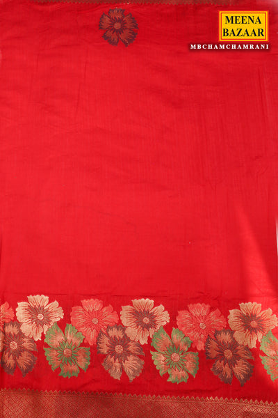 Rani Silk Floral Motif Zari Woven Saree