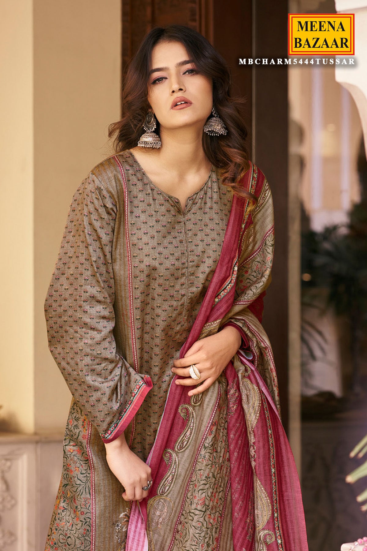 Tussar Cotton Floral Printed Suit Set