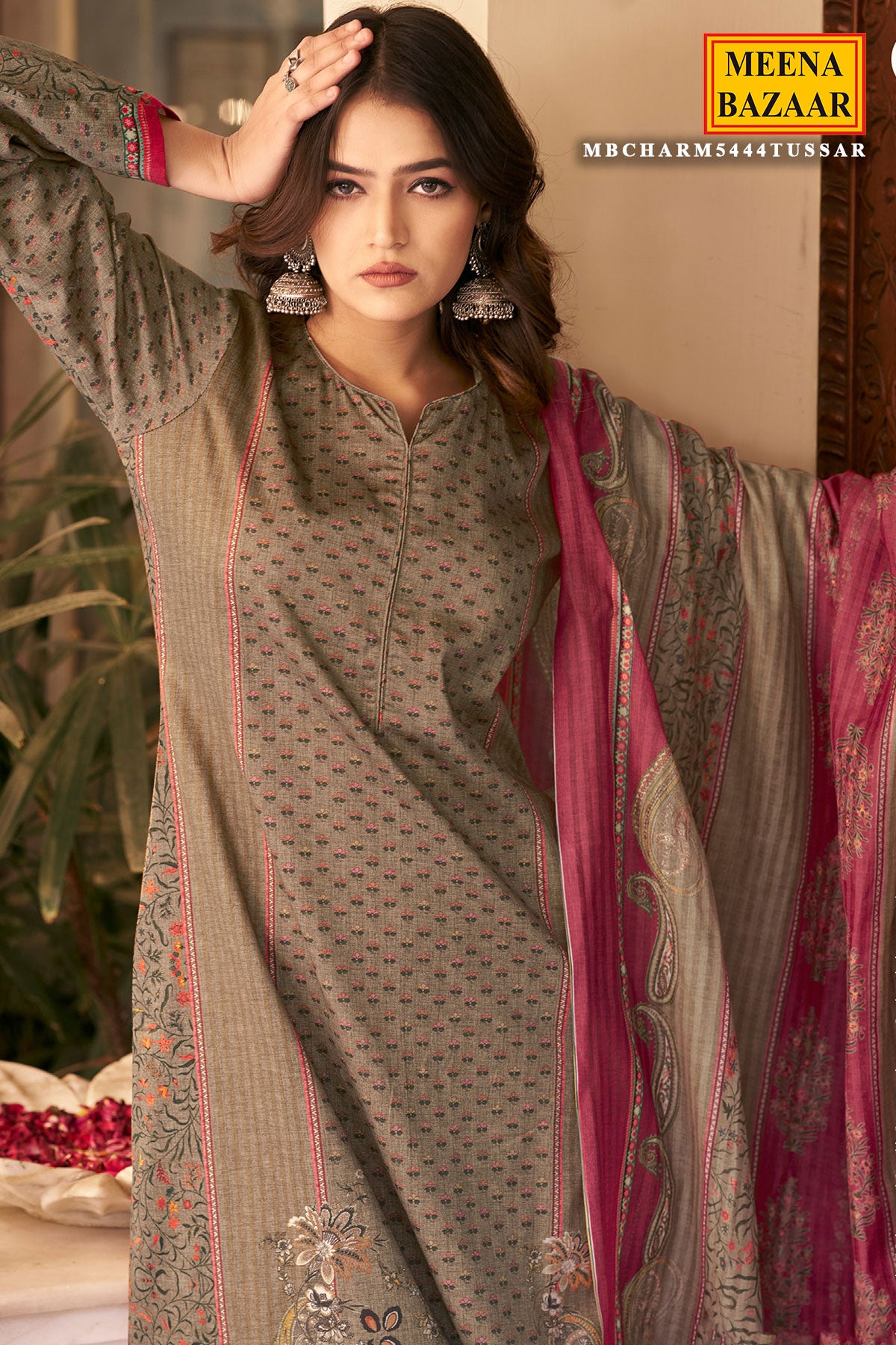 Tussar Cotton Floral Printed Suit Set