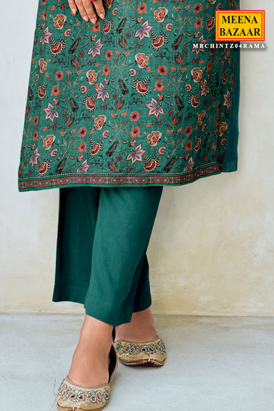 Rama Pashmina Floral Printed With Embroidered Yoke Unstitched Suit