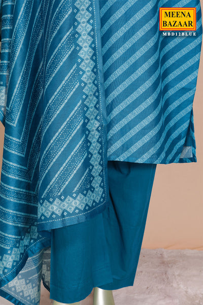 Blue Cotton Ready Made Suit with Elegant Gota Patti Work