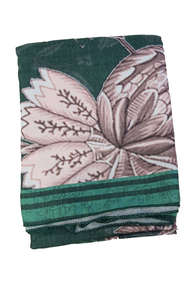 Green Pashmina Floral With Striped Printed Unstitched Suit Set