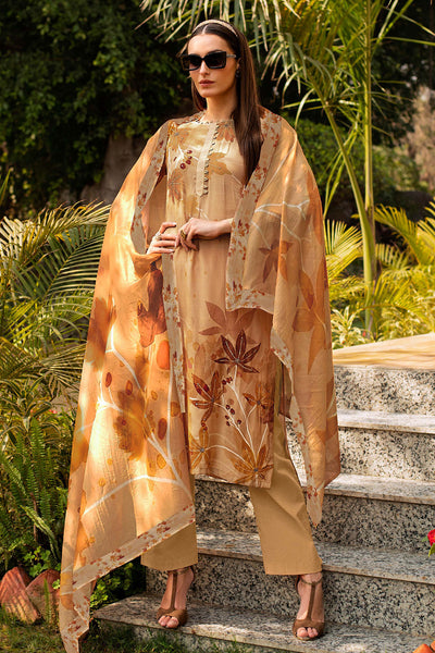 Brown Modal Silk Floral Printed Zari and Sequins Embroidered Suit Set