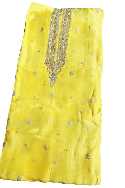 Mustard Crepe Silk Zari Embroidered Suit Set