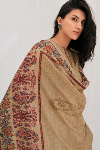 Tussar Thread Embroidered Cotton Printed Unstitched Suit
