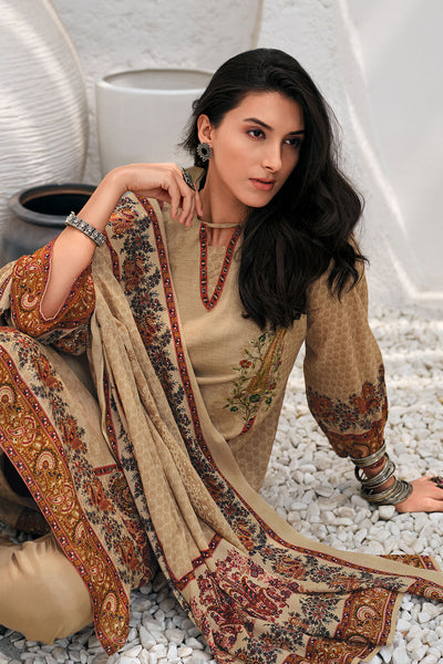 Tussar Thread Embroidered Cotton Printed Unstitched Suit