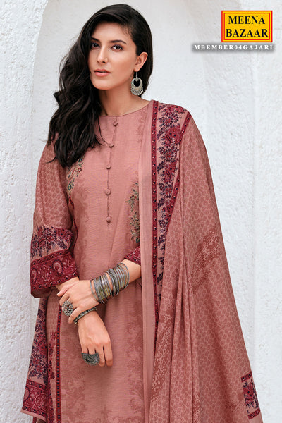 Gajari Thread Embroidered Cotton Printed Unstitched Suit