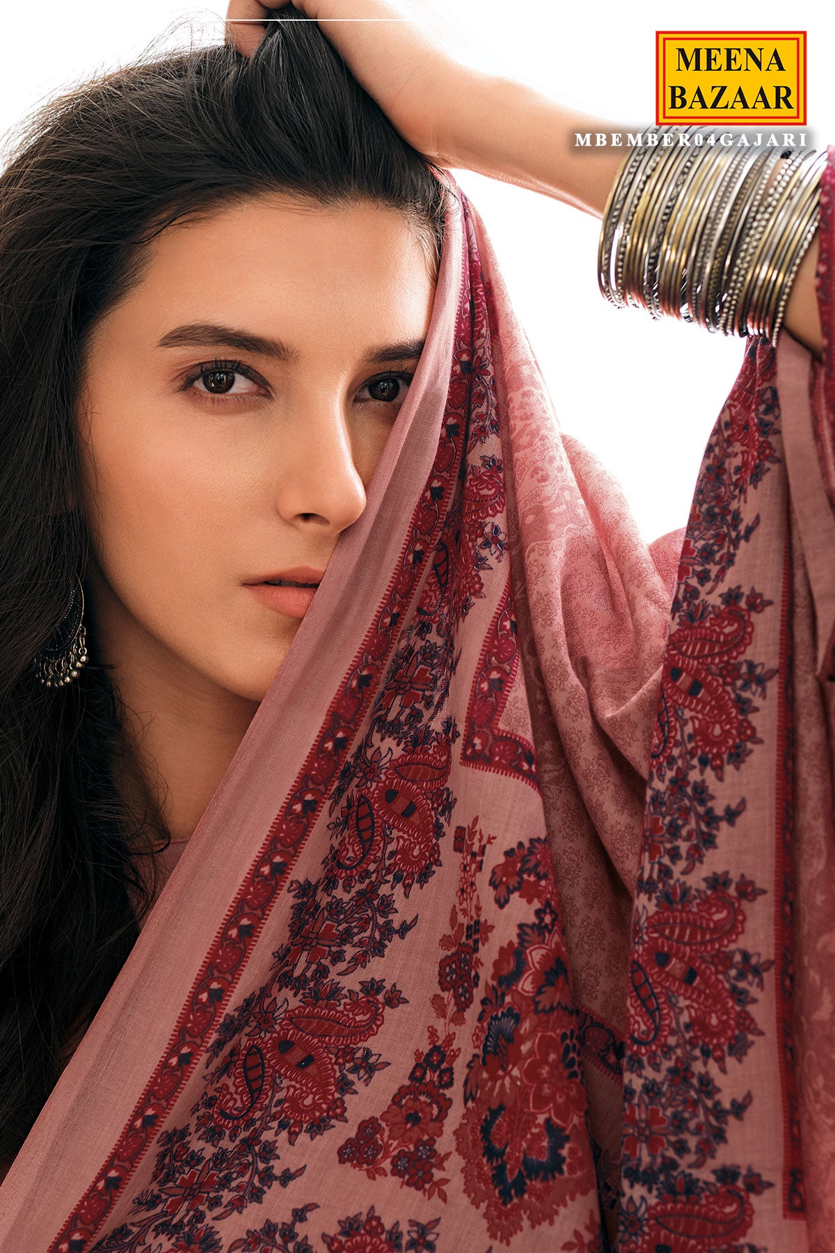 Gajari Thread Embroidered Cotton Printed Unstitched Suit