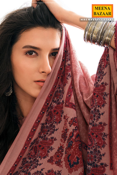 Gajari Thread Embroidered Cotton Printed Unstitched Suit