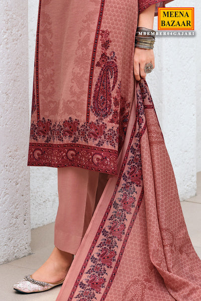 Gajari Thread Embroidered Cotton Printed Unstitched Suit