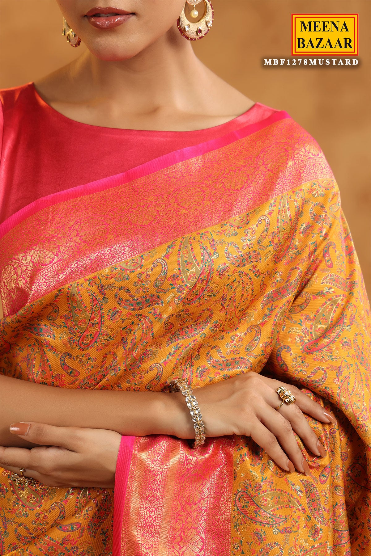 Mustard Silk Zari Woven Saree