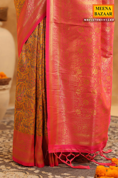 Mustard Silk Zari Woven Saree