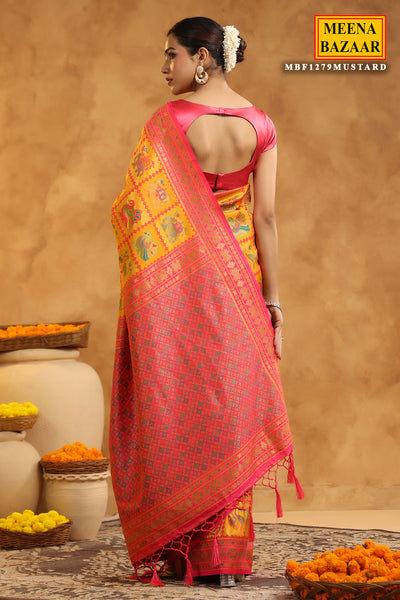 Mustard Silk Zari Resham Thread Woven Saree