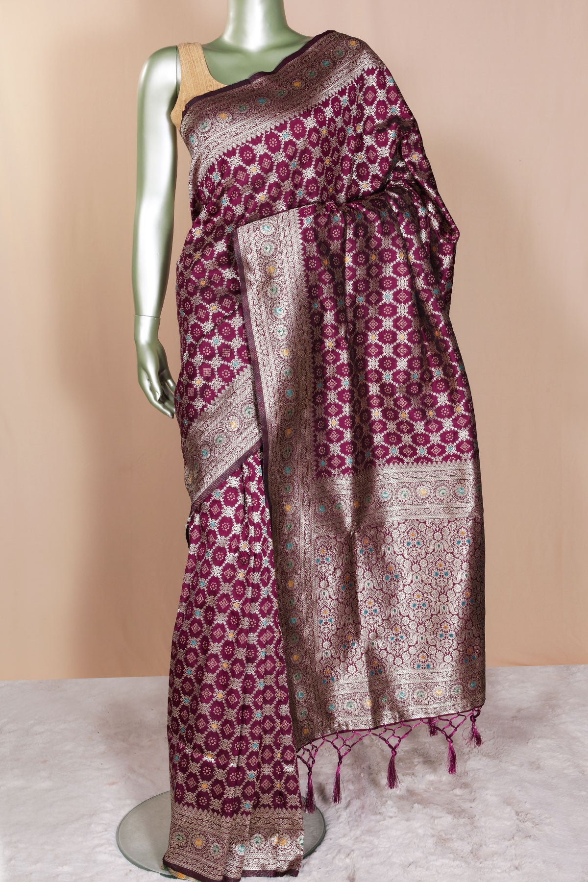 Wine Silk Weaving Saree Elegant Traditional & Festive Wear