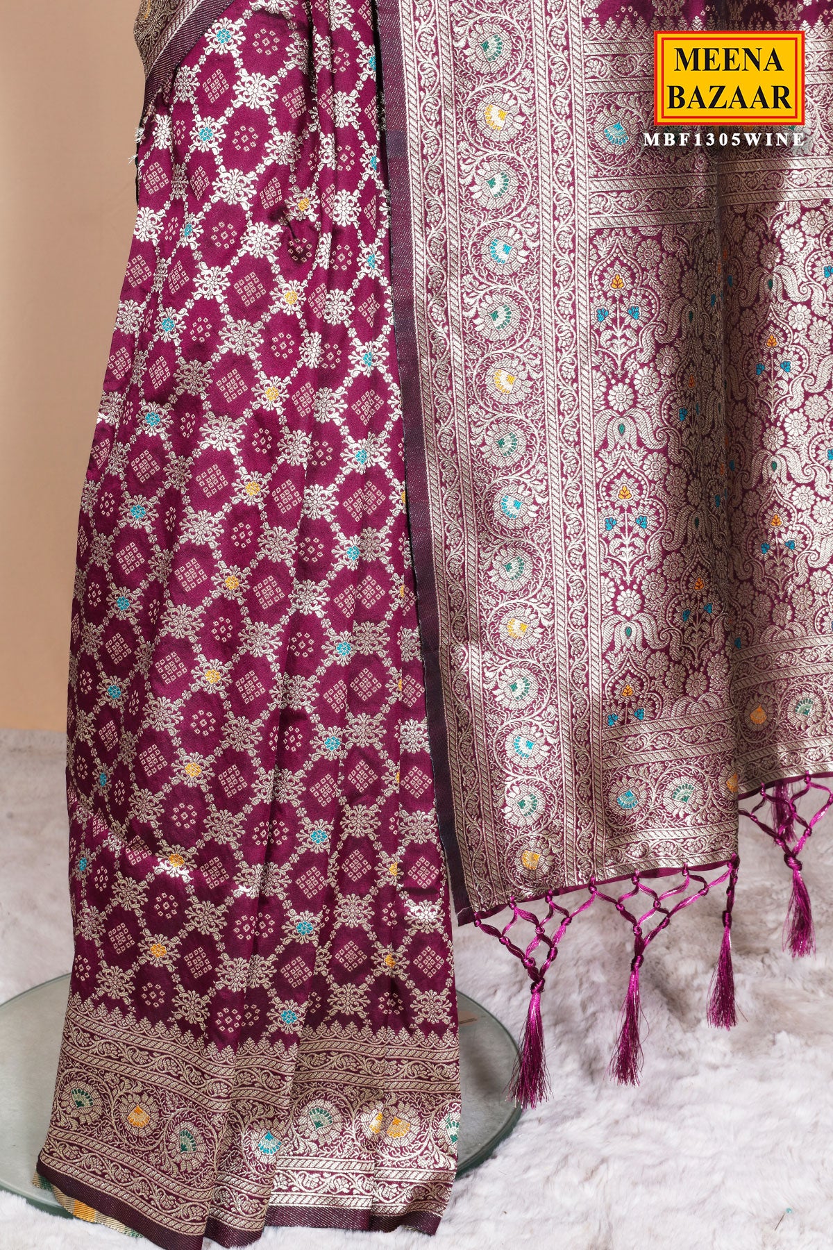 Wine Silk Weaving Saree Elegant Traditional & Festive Wear