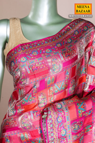 Orange Silk Weaving Saree Traditional Festive & Wedding Wear