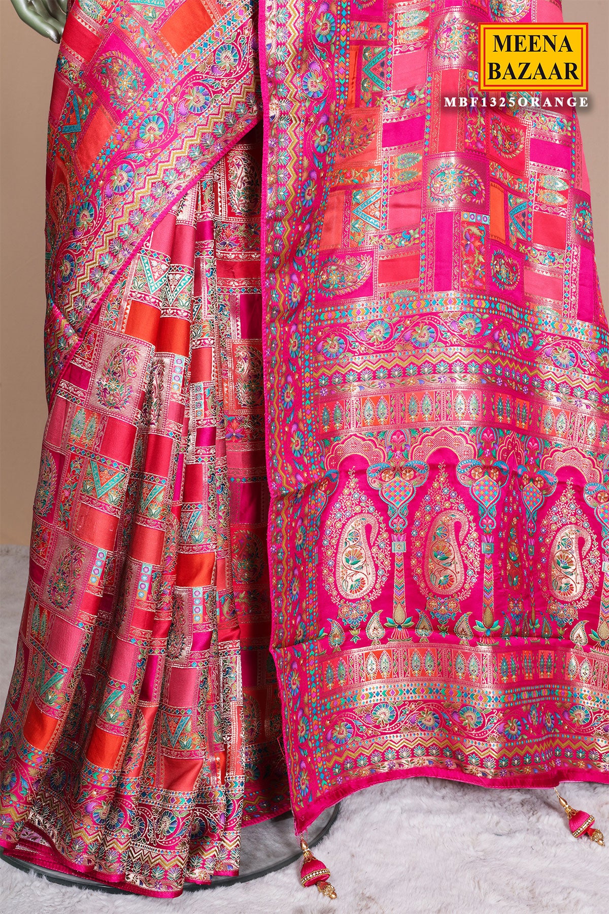 Orange Silk Weaving Saree Traditional Festive & Wedding Wear