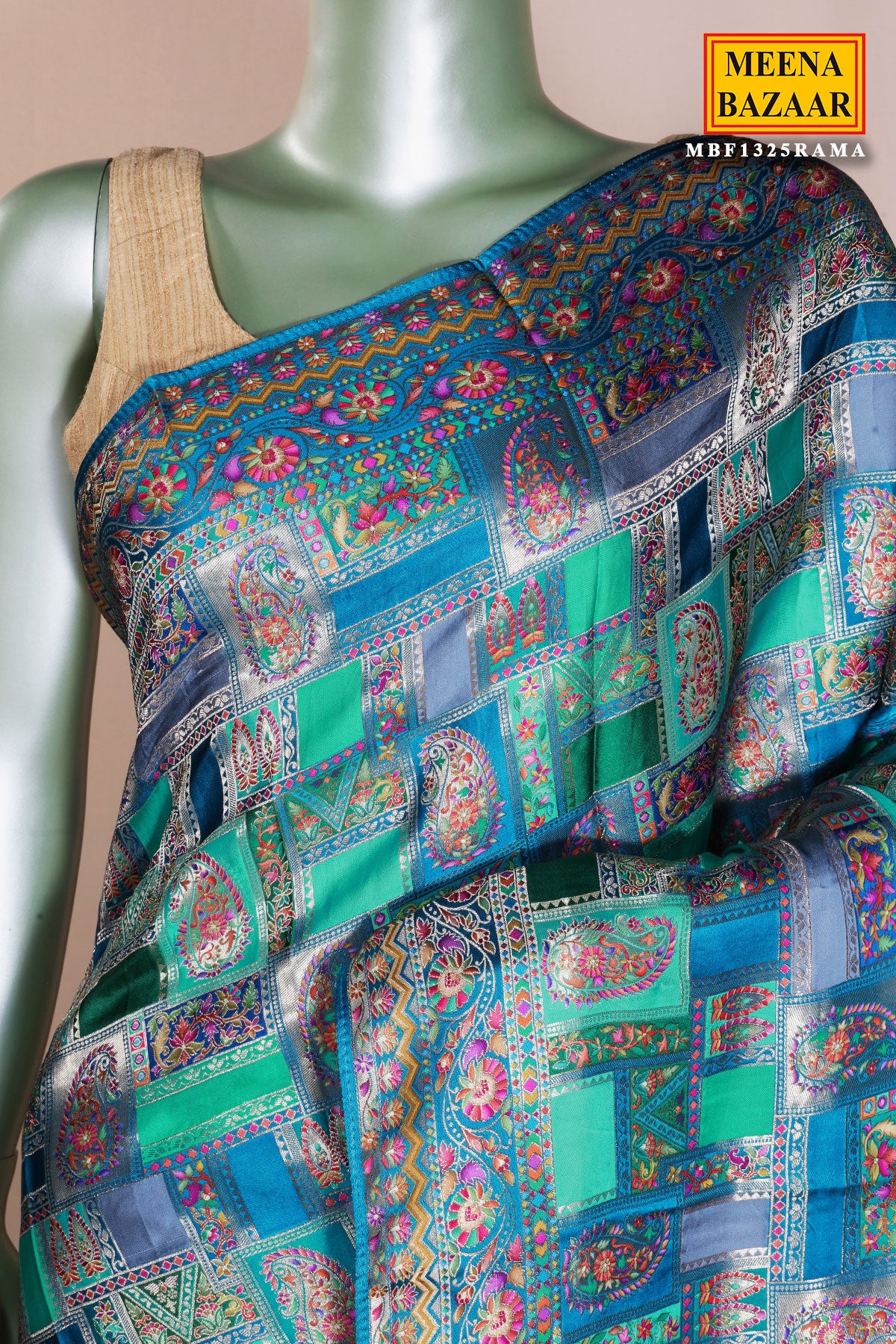 Rama Silk Weaving Saree Elegant Traditional Festive Wear