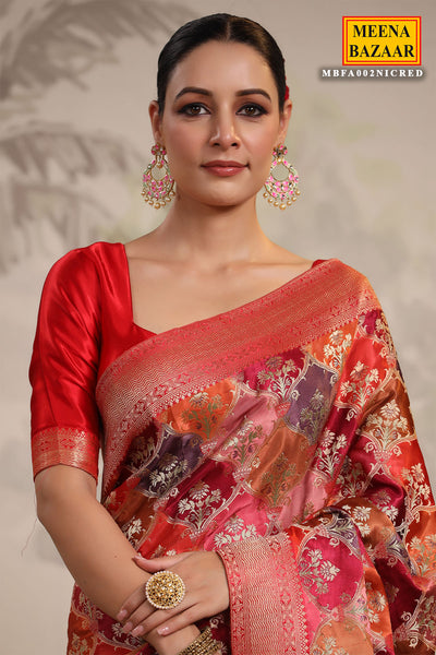 Red Silk Zari Woven Saree