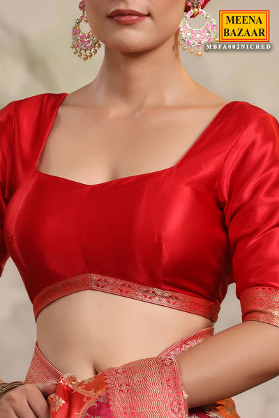 Red Silk Zari Woven Saree with Tassels