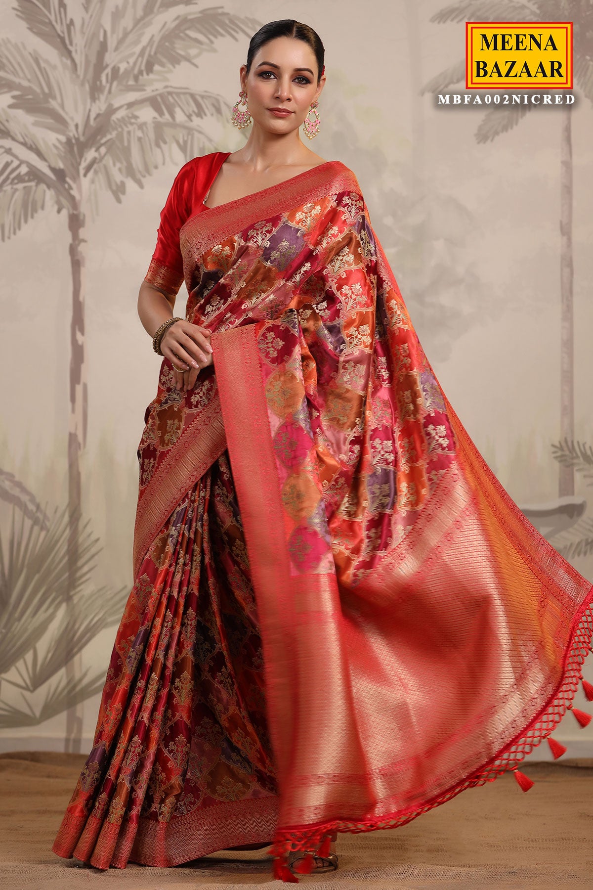 Red Silk Zari Woven Saree with Tassels