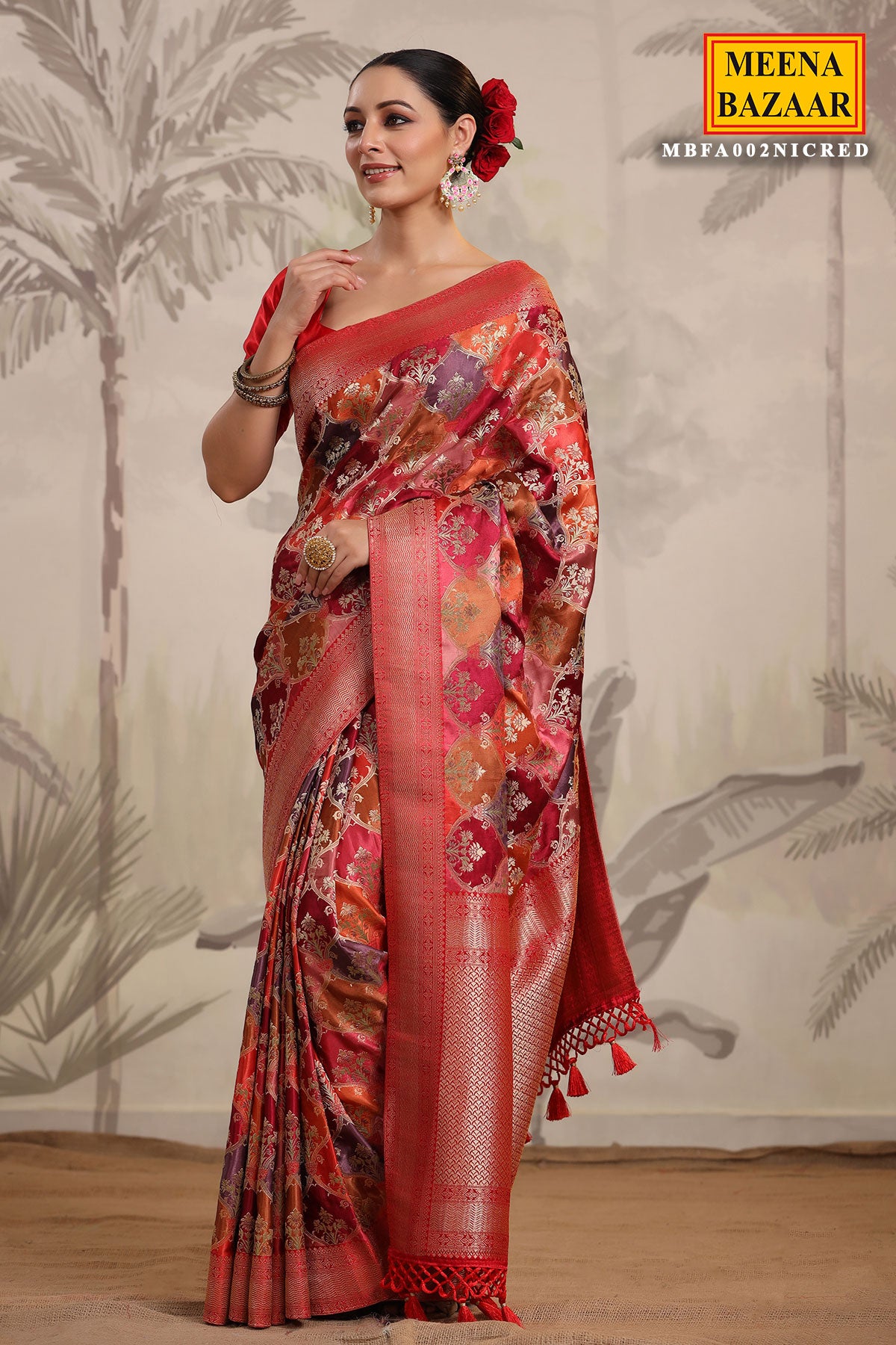 Red Silk Zari Woven Saree with Tassels