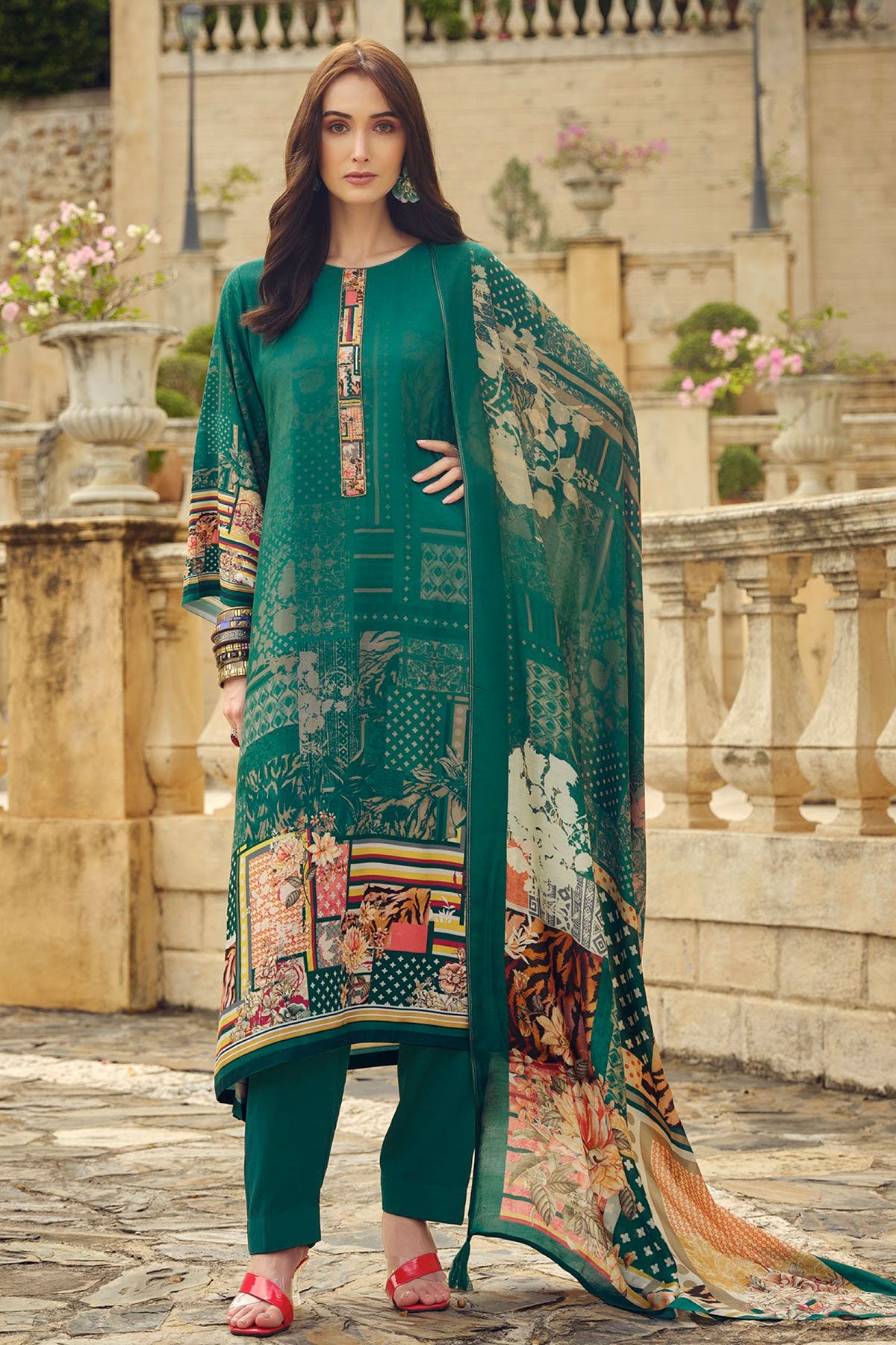 Rama Pashmina Printed Suit