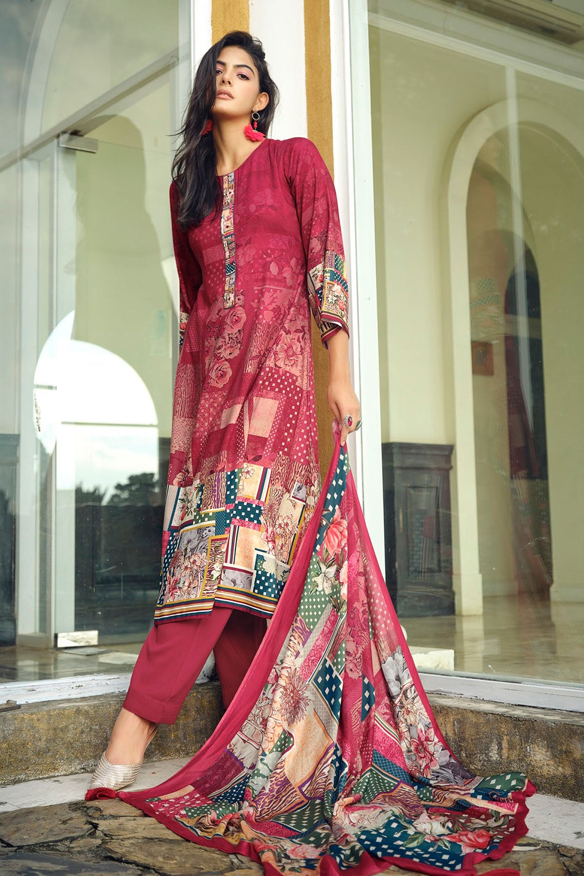 Gajari Pashmina Printed Suit