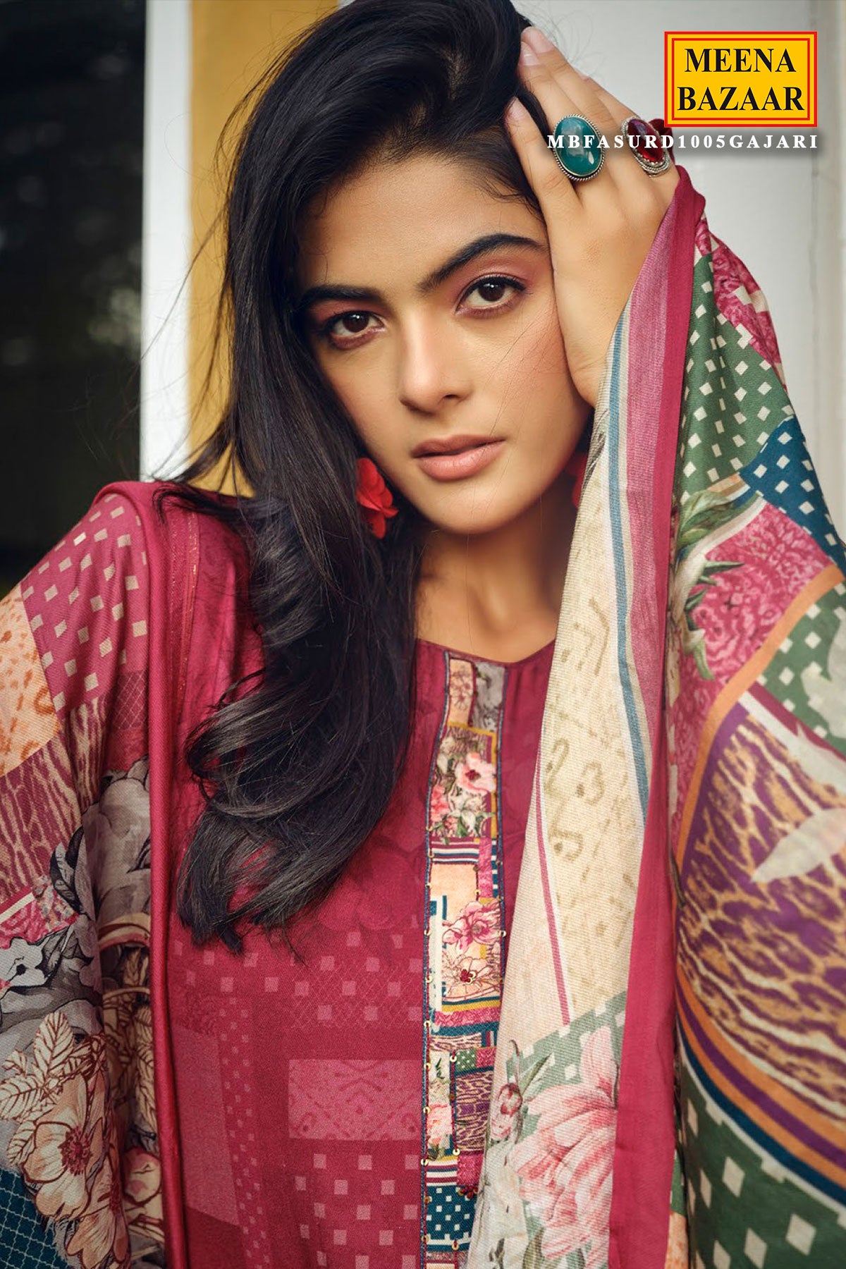 Gajari Pashmina Printed Suit